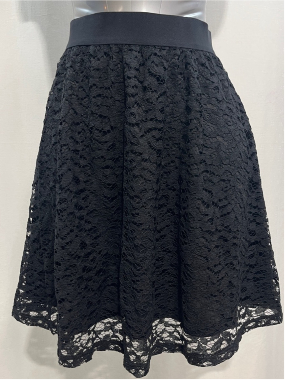 LC Lauren Conrad Black Lace Circle Skirt Coquette Whimsigoth Skater Goth M 1359